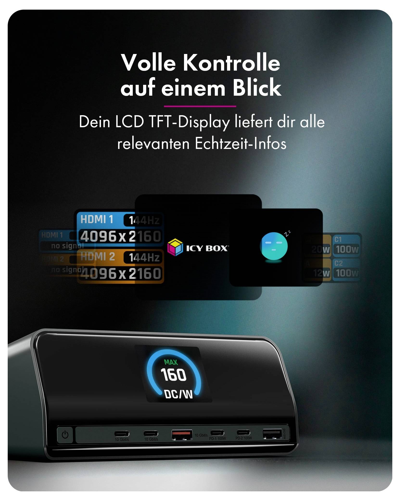 Volle Kontrolle auf einen BlickDein LCD TFT-Display liefert dir alle relevanten Echtzeit-Infos