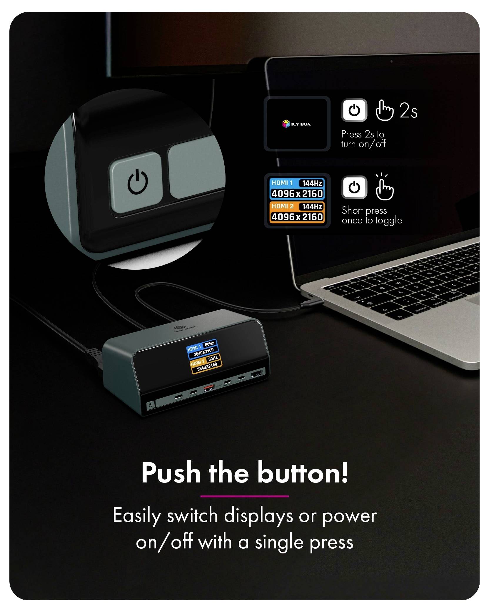 ICY BOX USB-C® Dockingstation Dockingstation IcyBox Heart Dock 2300 11 integriertes Display, USB-C® Power Delivery