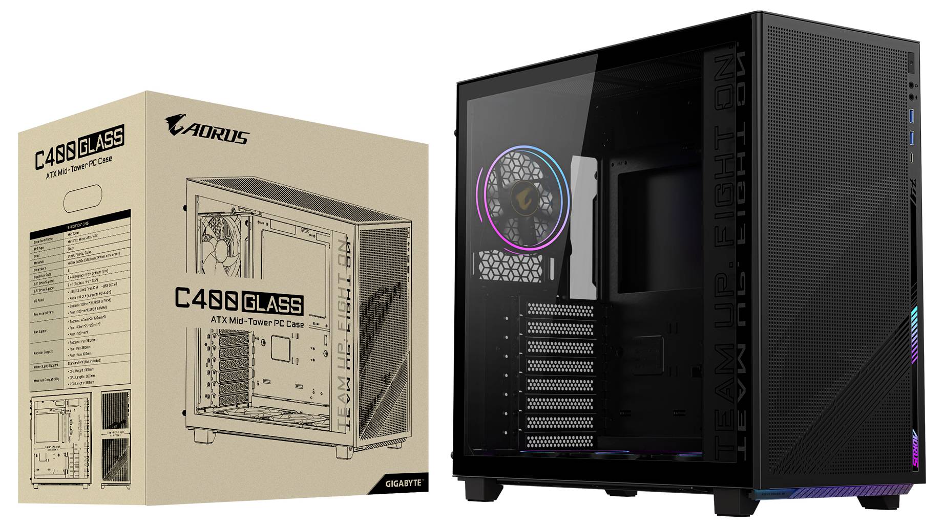 Gigabyte AORUS C400 Glass Midi-Tower PC-Gehäuse Schwarz