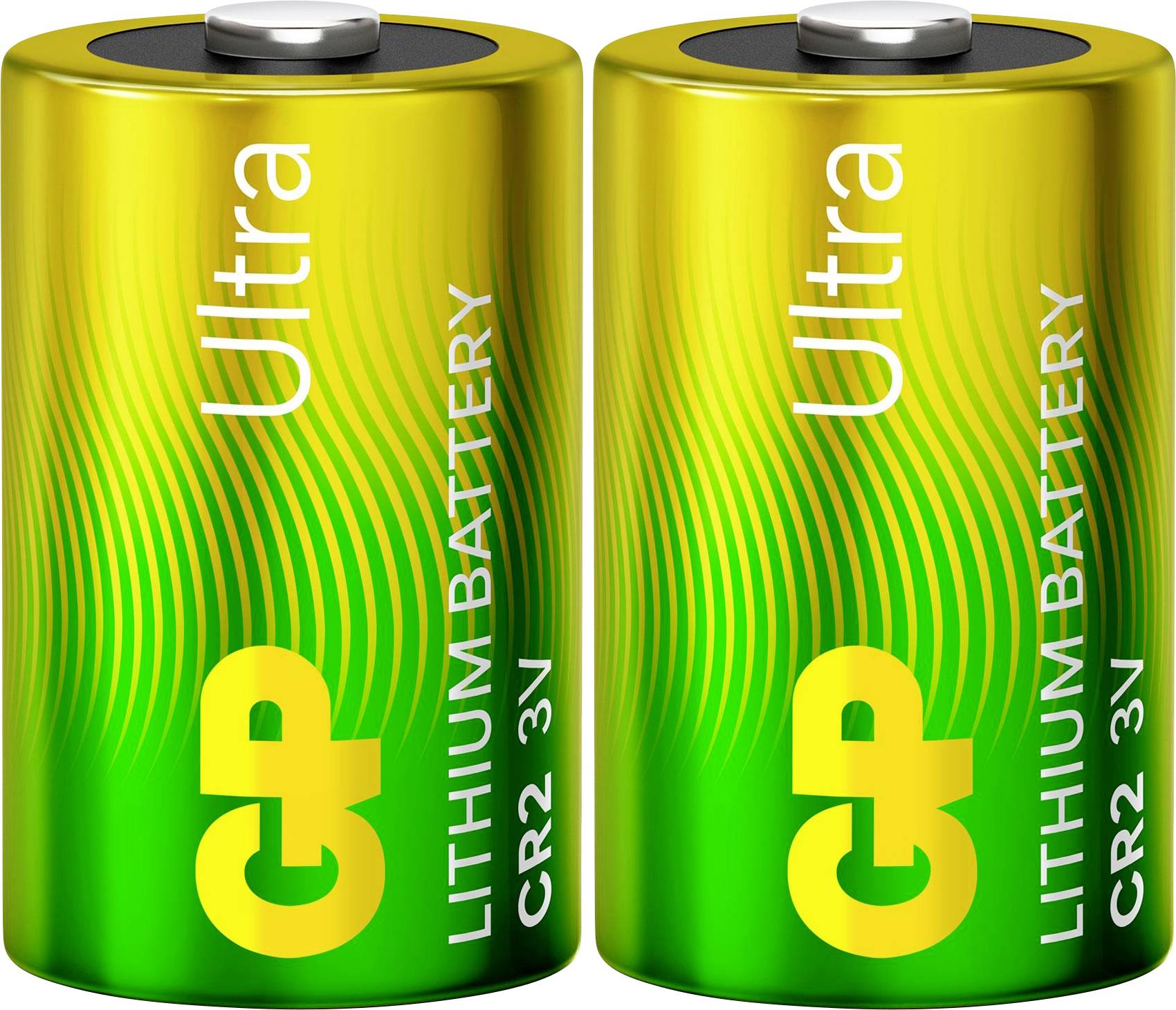 Zwei Ultra-Lithium-Batteriezellen mit den Bezeichnungen „GP Ultra