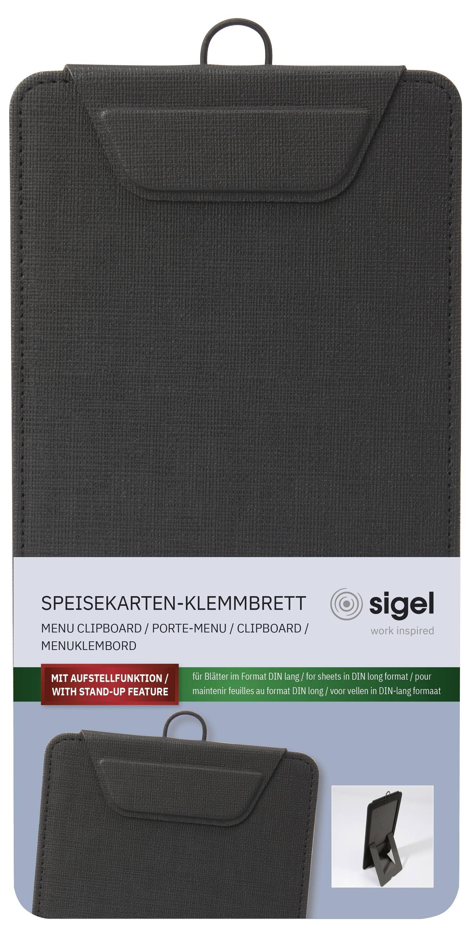 Sigel KB102 Speisekarten-Klemmbrett DIN lang Schwarz (B x H) 130mm x 245mm