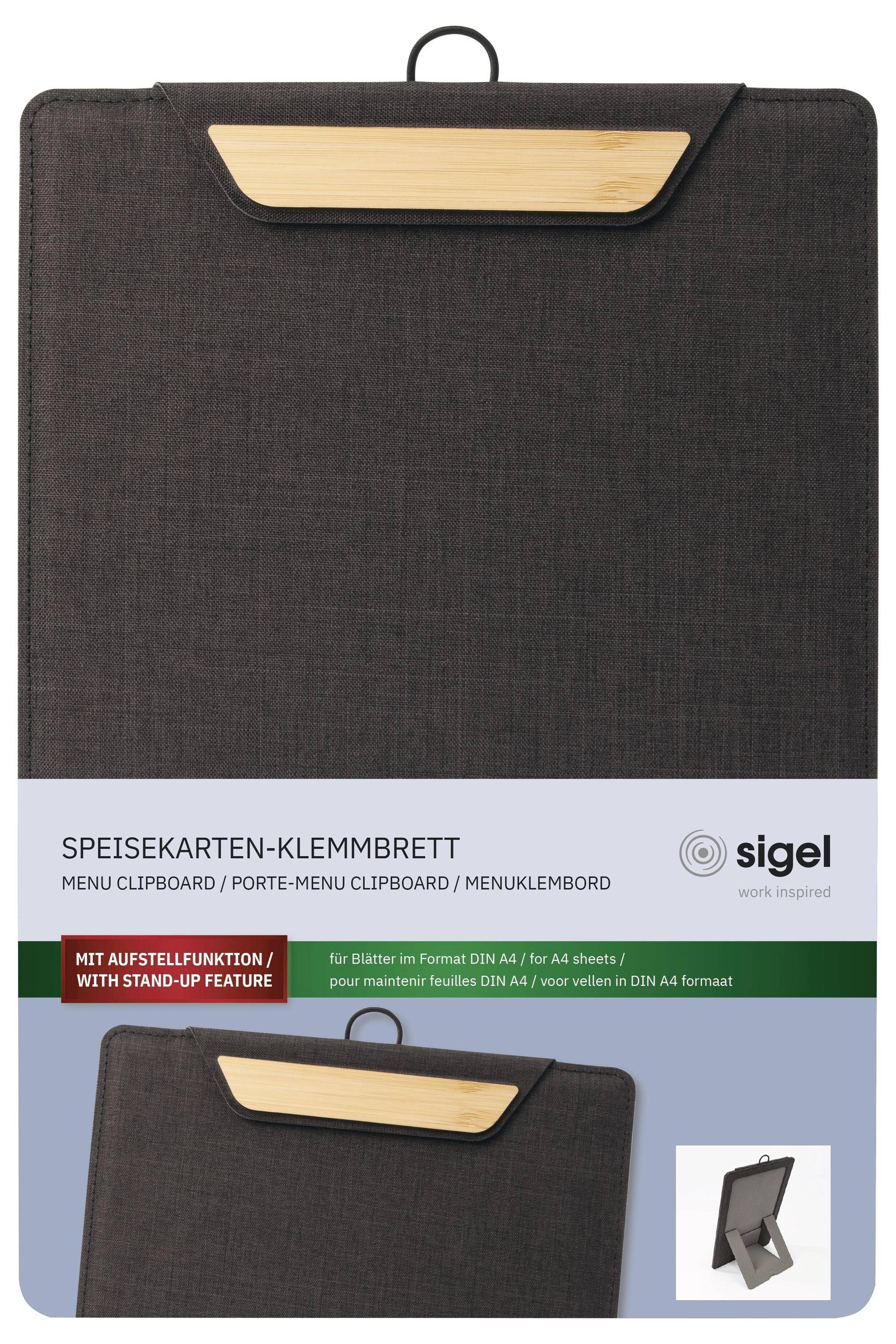 Sigel KB220 Speisekarten-Klemmbrett DIN A4 Dunkelgrau, Beige (B x H) 230mm x 330mm