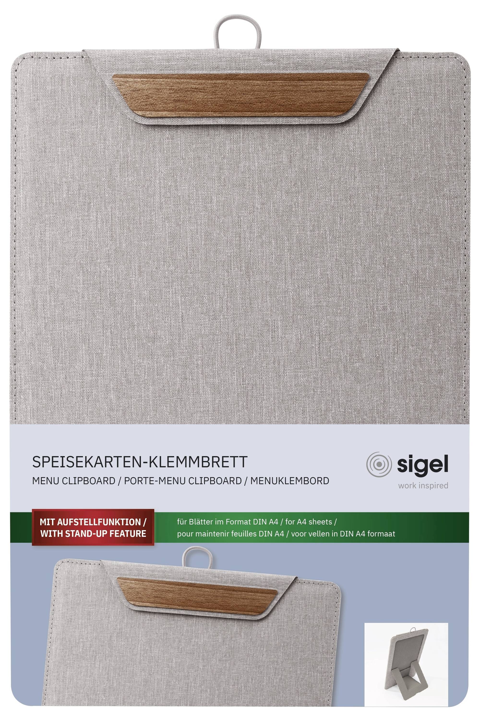 Sigel KB223 Speisekarten-Klemmbrett DIN A4 Hellgrau, Braun (B x H) 230mm x 330mm