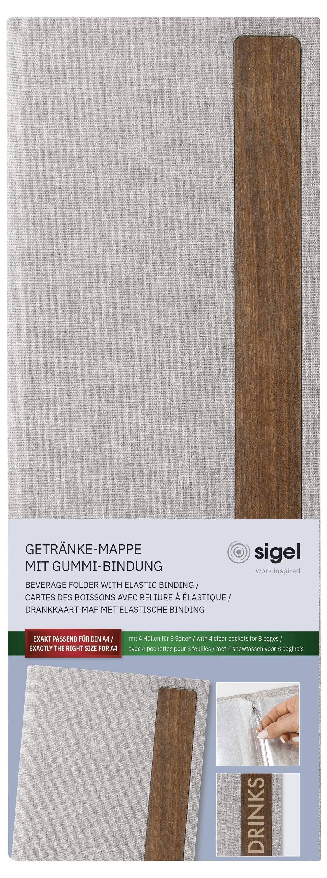 Sigel Getränkemappe GM221 Hellgrau, Braun 1St.