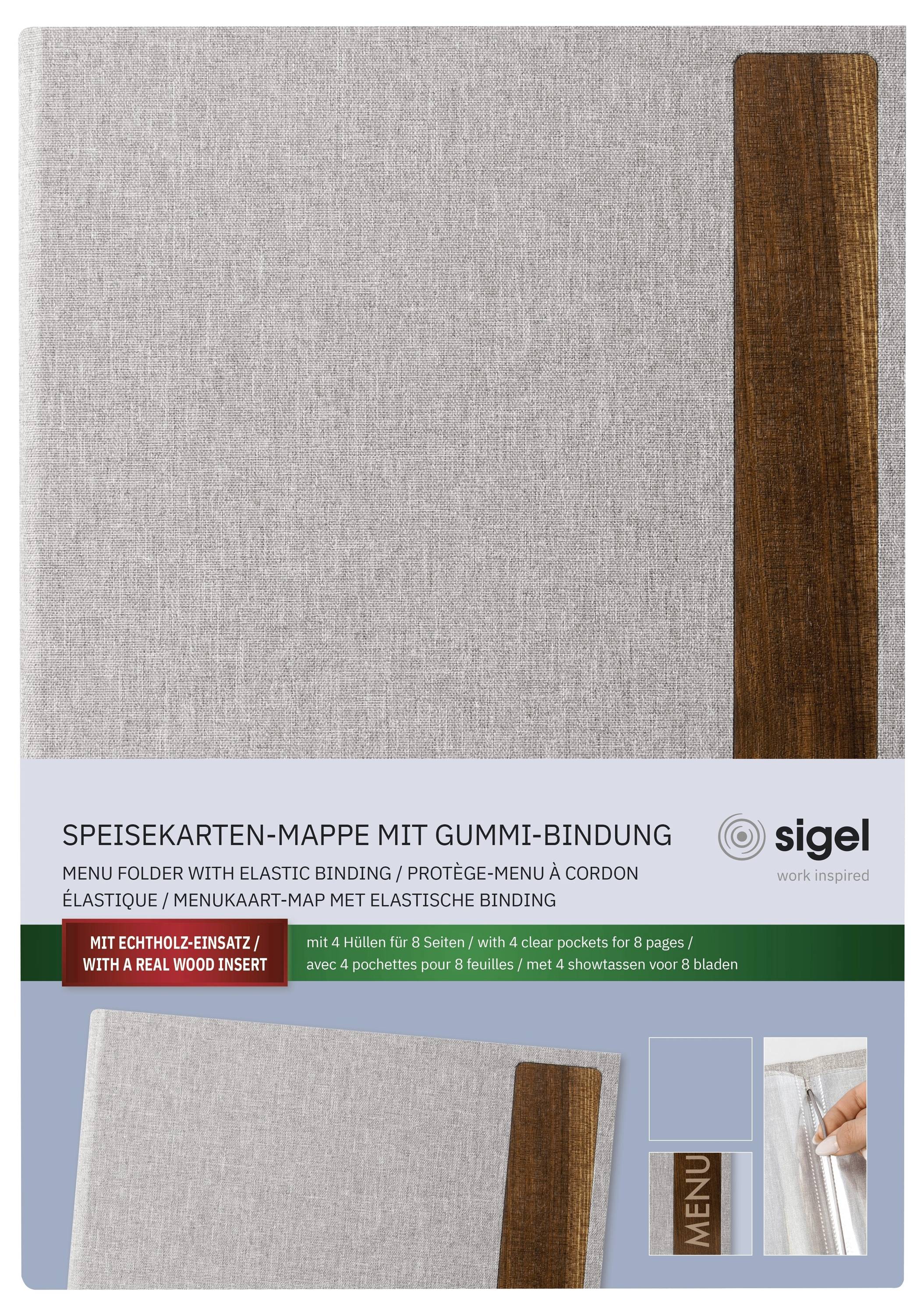 Sigel Speisekarten-Mappe SM222 Hellgrau, Braun 1St.