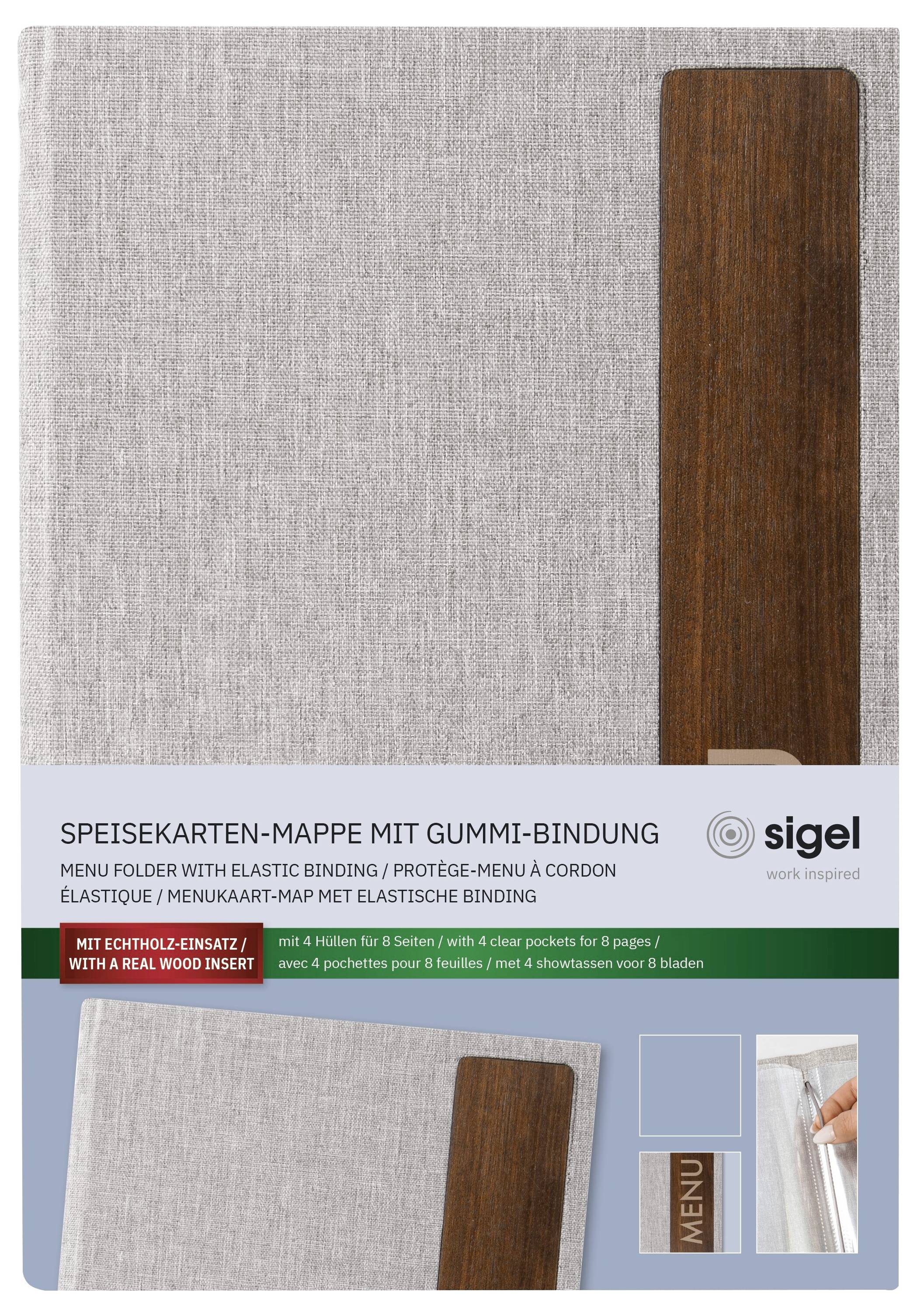 Sigel Speisekarten-Mappe SM223 Hellgrau, Braun 1St.