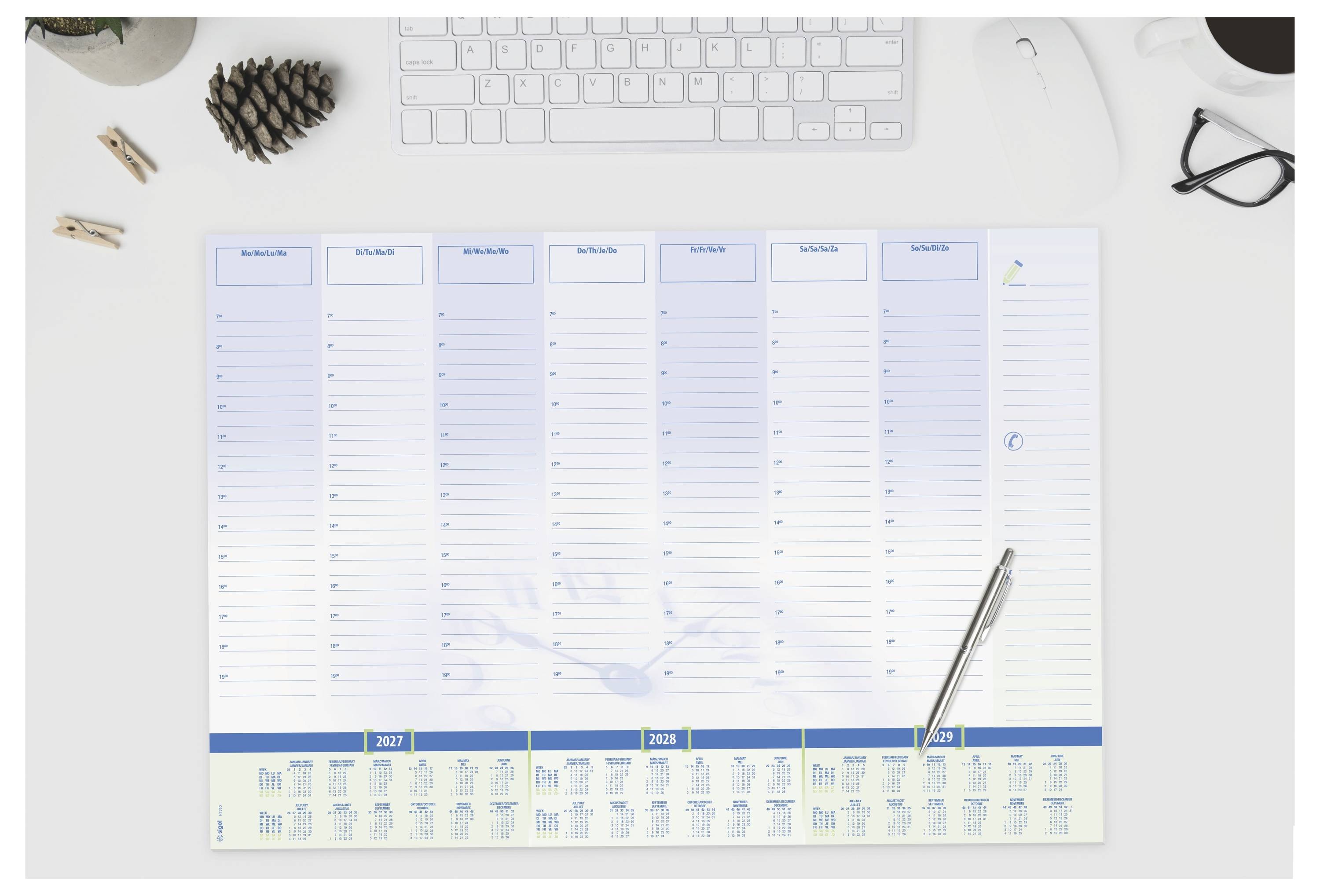 Sigel H7350 H7350 Schreibunterlage 3-Jahreskalender (B x H) 59.5cm x 41cm