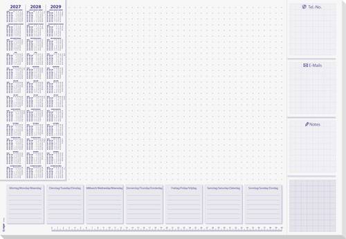 Sigel H7355 Schreibunterlage 3-Jahreskalender, Wochenplan 2027, 2028, 2029 (B x H) 59.5 cm x 41 cm