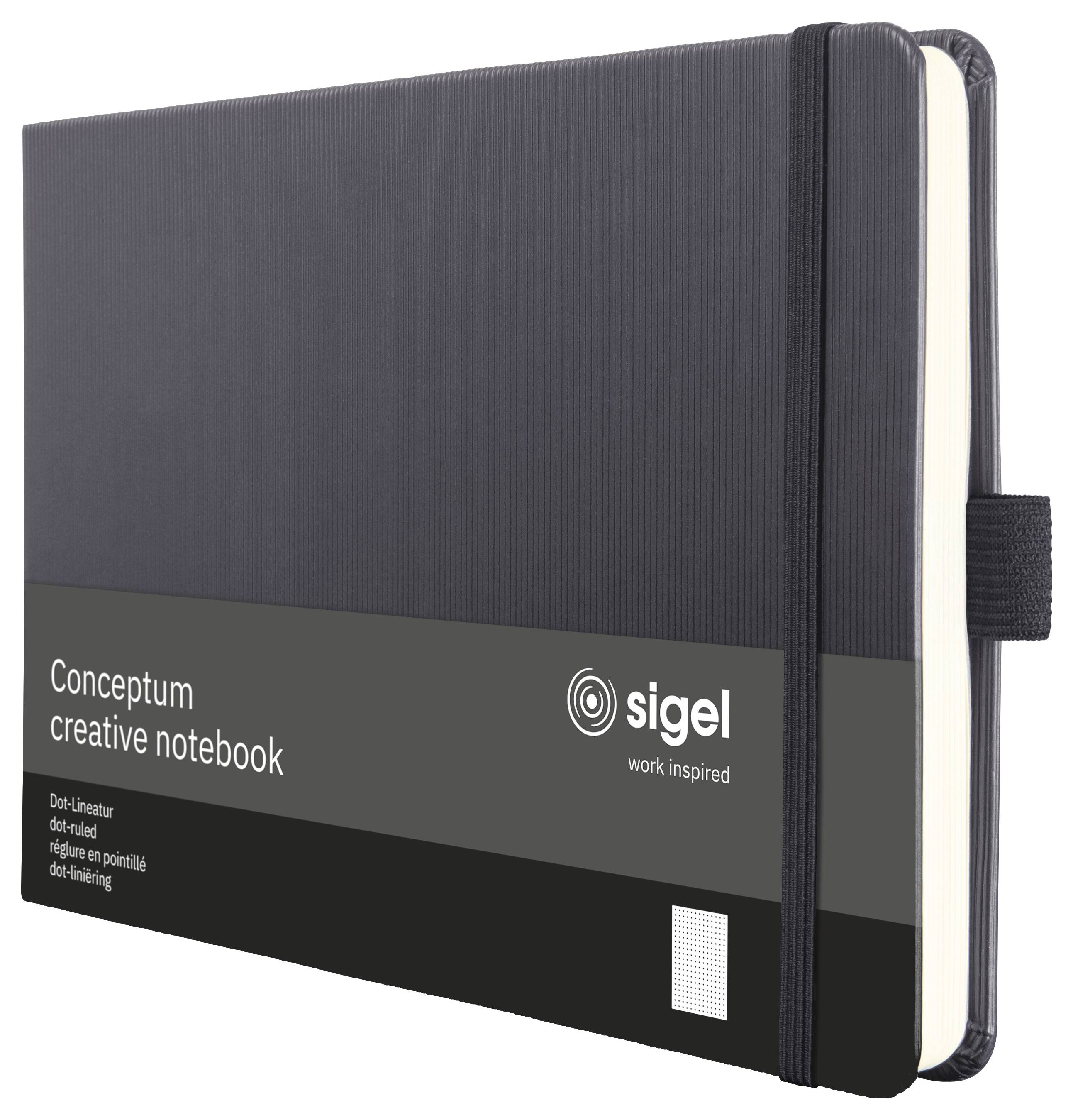 Sigel CO205 Notizbuch Conceptum Hardcover DIN A5 quer Punktraster Schwarz Anzahl der Blätter: 66