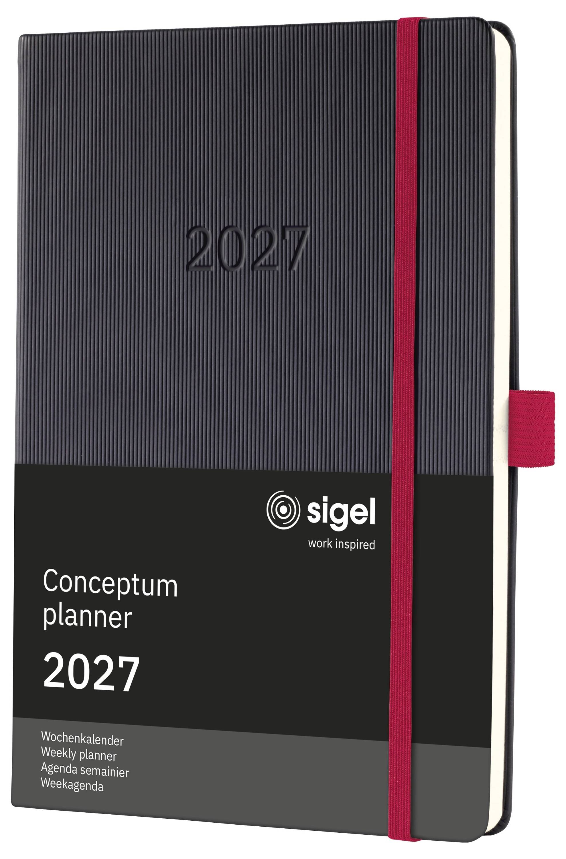 Sigel C2708 Wochenkalender Conceptum 2027 Hardcover DIN A5 Schwarz, Rot 1 St. Anzahl der Seiten: 192
