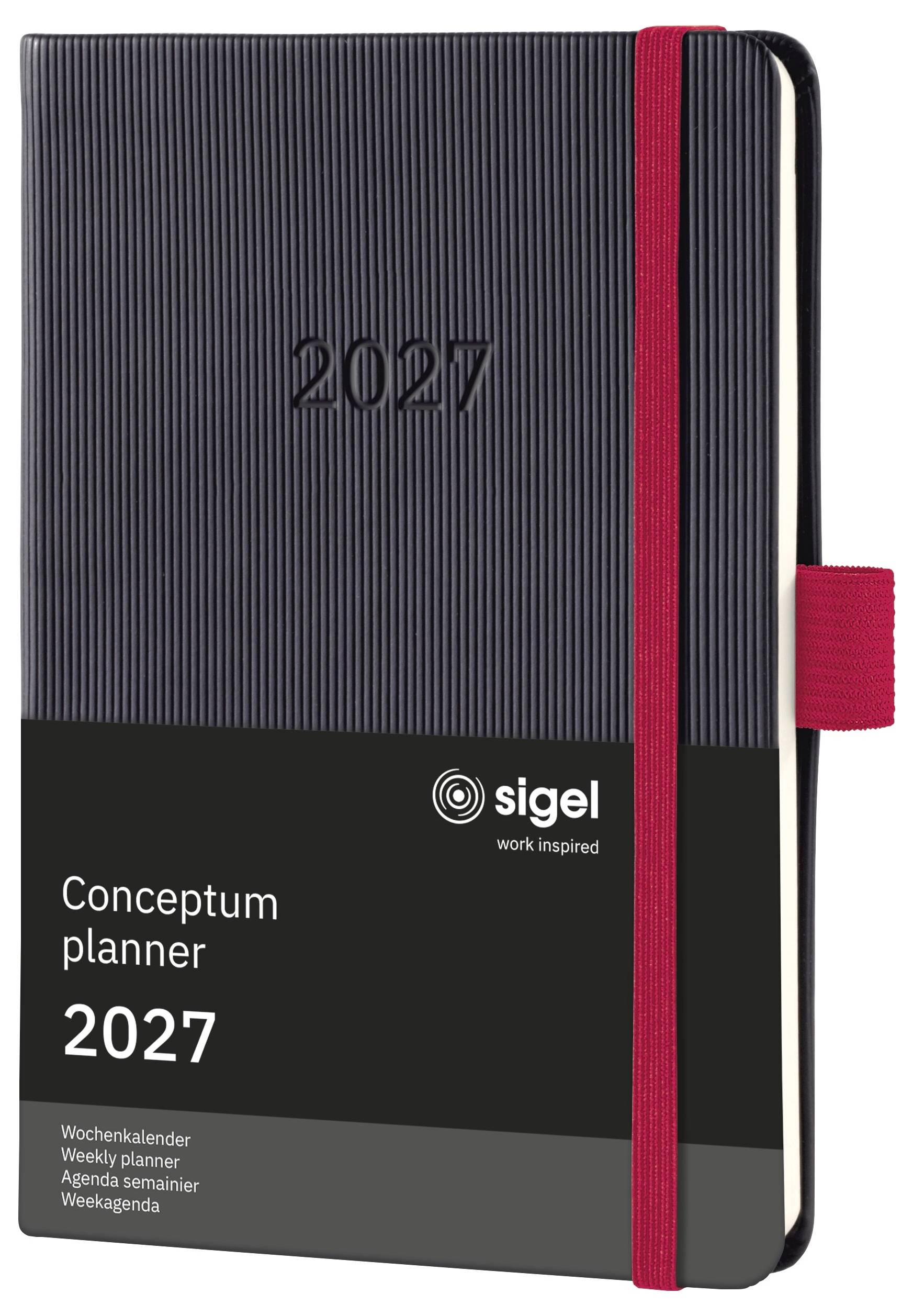 Sigel C2709 Wochenkalender Conceptum 2027 Hardcover DIN A6 Schwarz, Rot 1 St. Anzahl der Seiten: 176