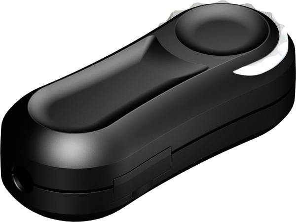Schwarzes USB-Speicherstick mit drehbarer Kappe, dargestellt auf weißem Hintergrund.