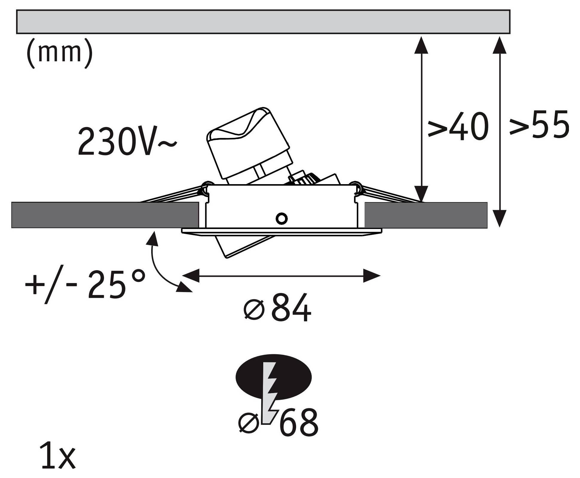 Paulmann 92325 LED-Einbauleuchte LED GU10 4.9W Eisen (gebürstet)