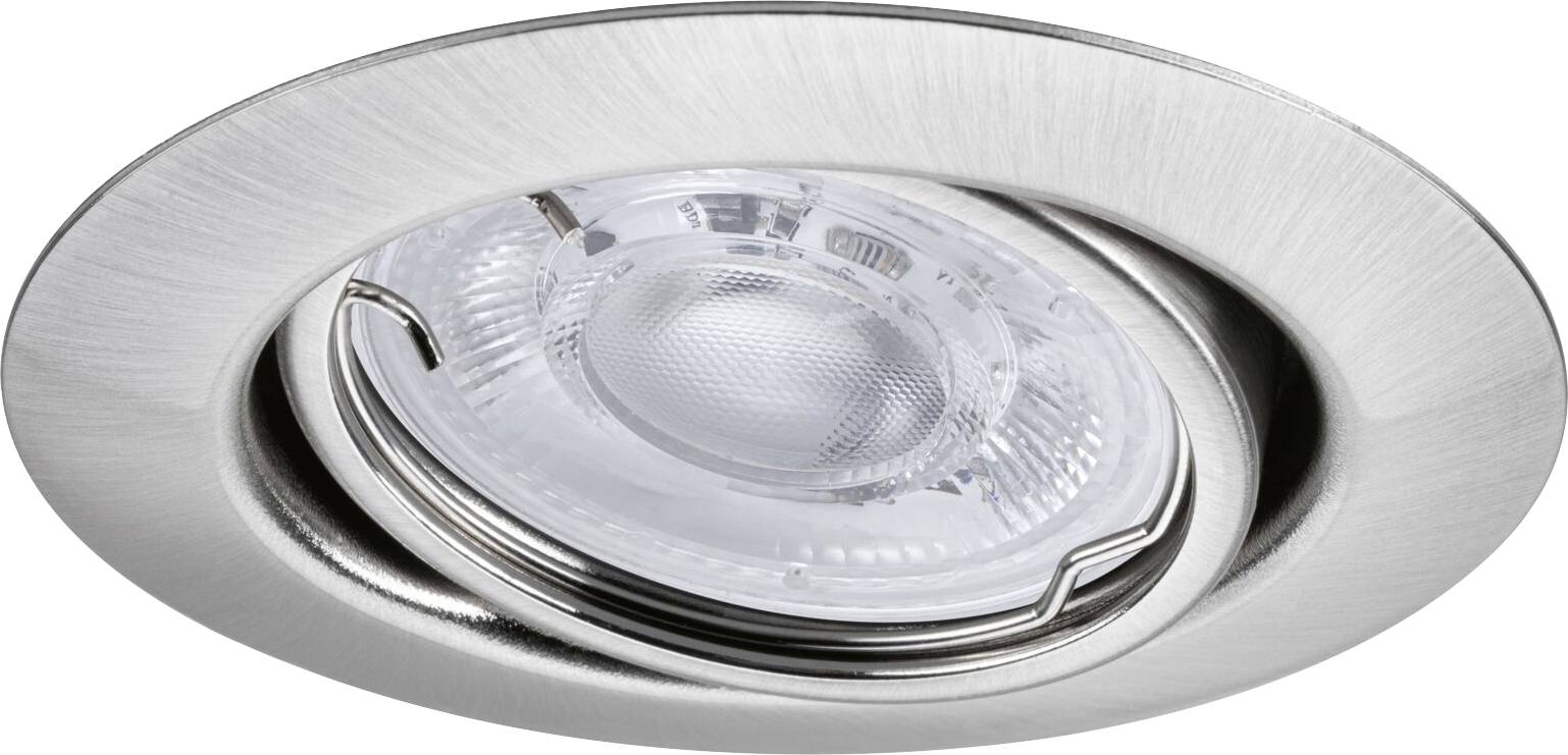 Rundes, gebürstetes Silber-Einbauleuchte für die Decke mit klarer Glaslinse und verstellbarem inneren Spot.