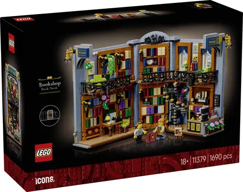 6588527 LEGO® ICONS™ Buchladen: Buchstütze  Zimmerdeko für die Hausbibliothek oder fürs Lesezimmer  Bauset mit Minifiguren für