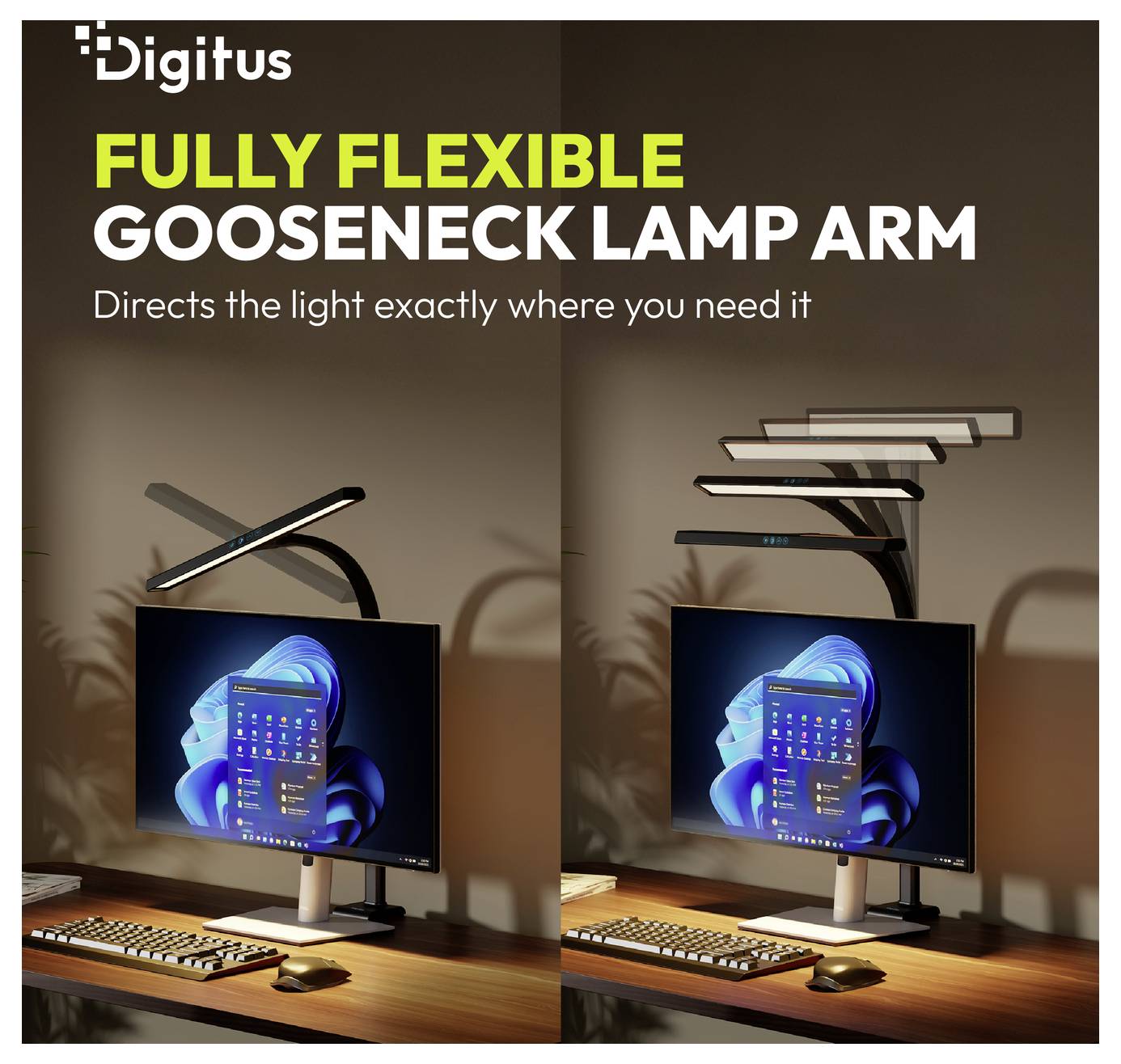 Digitus DA-90490 LED-Schreibtischleuchte, LED-Schreibtischleuchte mit Klemmfuß, LED-Tischlampe, Tischlampe LED, SMD LED 7W EEK
