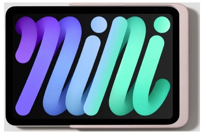 Ein Tablet-Bildschirm zeigt ein farbenfrohes stilisiertes „mi
