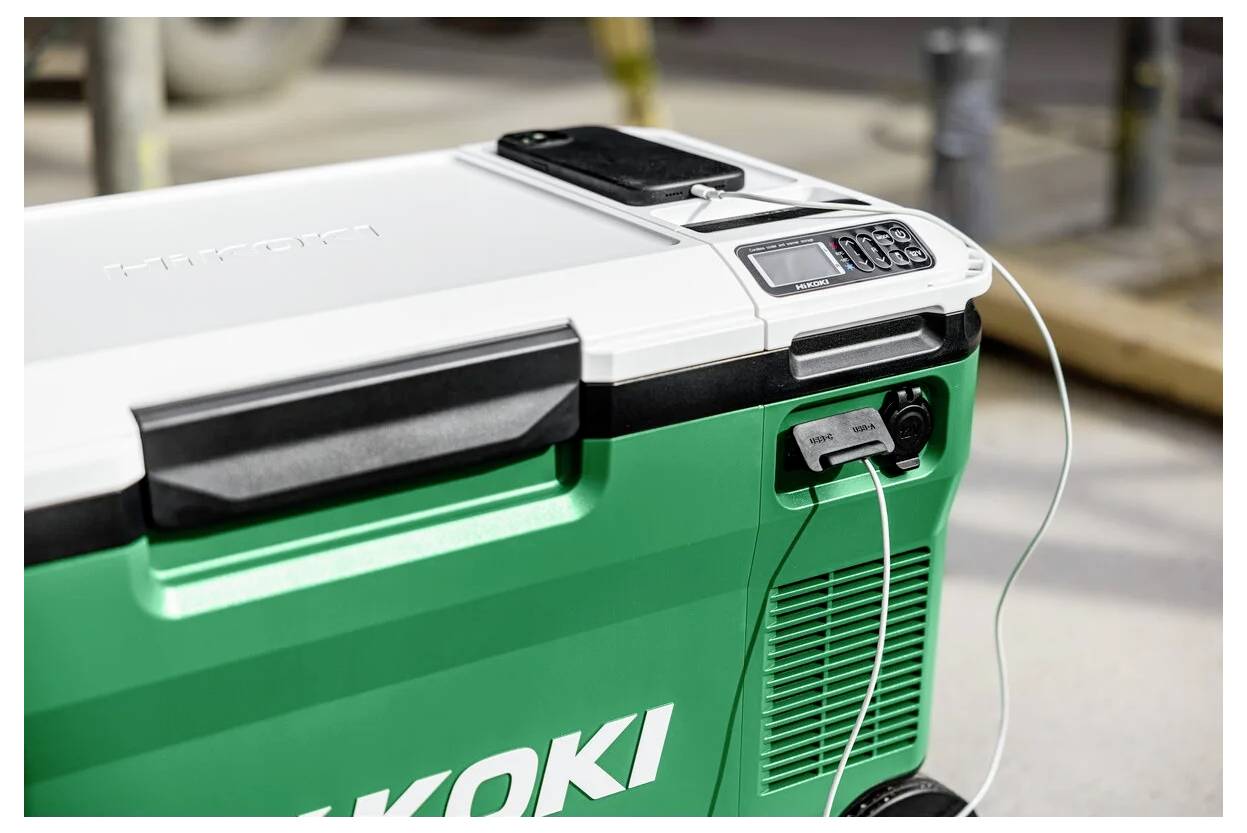 HiKOKI Akku-Kühlbox & Heizbox EEK: E (A - G) Kompressor 12 V, 24V Grün, Weiß 25l -18°C