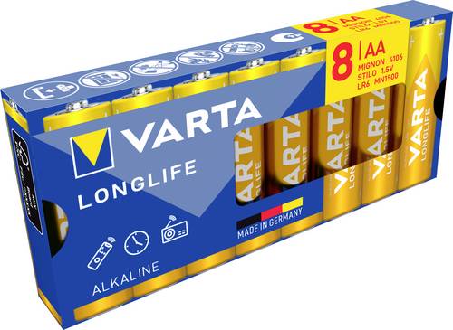 Varta Longlife AA Pack 8 Mignon (AA)-Batterie Alkali-Mangan 2800 mAh 1.5 V 8 St.