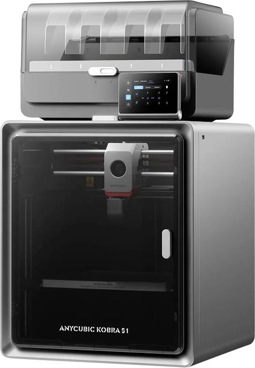 3D-Drucker mit geschlossenem Bauraum und Touchscreen-Bedienfeld, mit der Bezeichnung „ANYCUBIC KOBRA S1