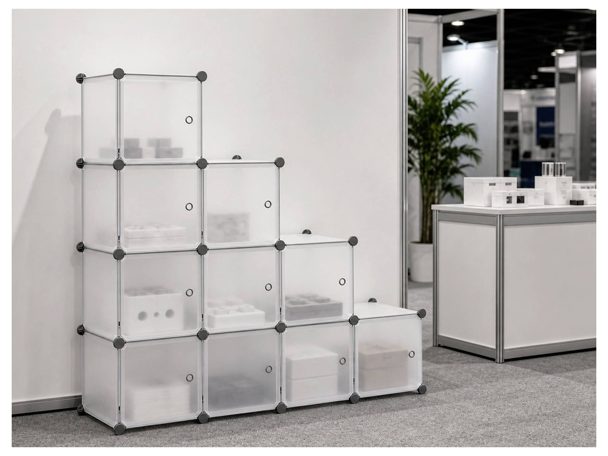 TOOLCRAFT TO-11386269 Cube 5kg (B x H x T) 300 x 300 x 300mm PP, Stahl blank Halbtransparent