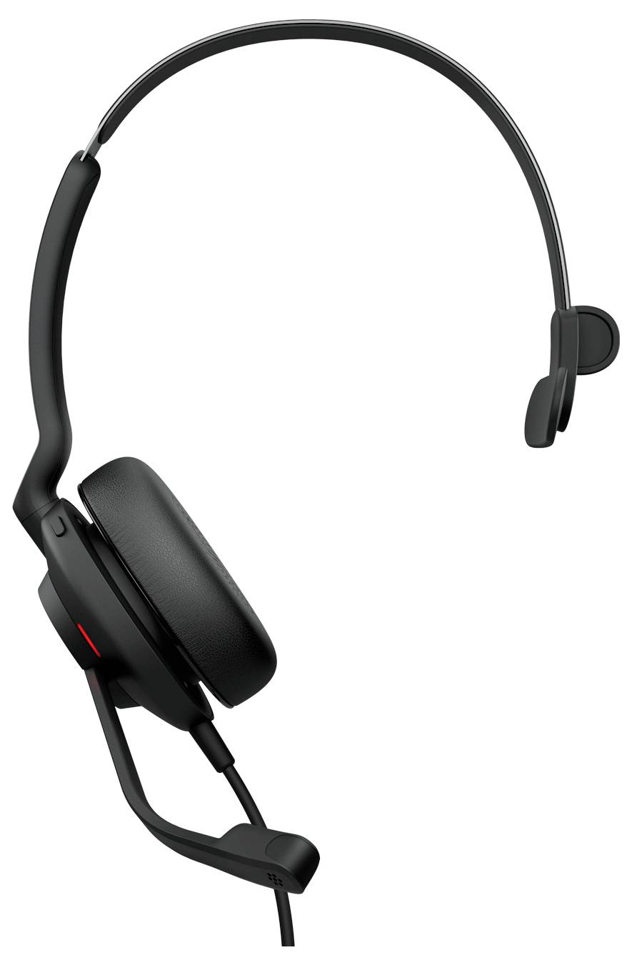 Schwarzes Over-Ear-Headset mit Boom-Mikrofon und Kopfbügel, gezeigt auf weißem Hintergrund.