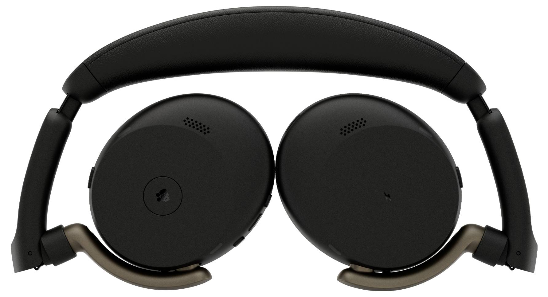 Schwarze Over-Ear-Kopfhörer mit gebogenem Kopfbügel und großen runden Ohrmuscheln auf weißem Hintergrund dargestellt.
