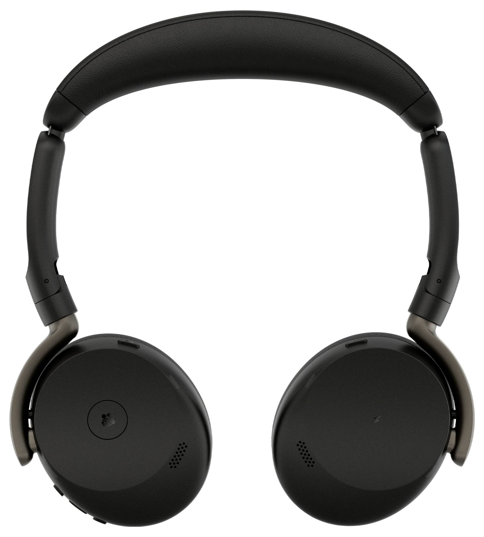 Schwarze Over-Ear-Kopfhörer mit gepolstertem Kopfbügel und runden Ohrmuscheln auf weißem Hintergrund.