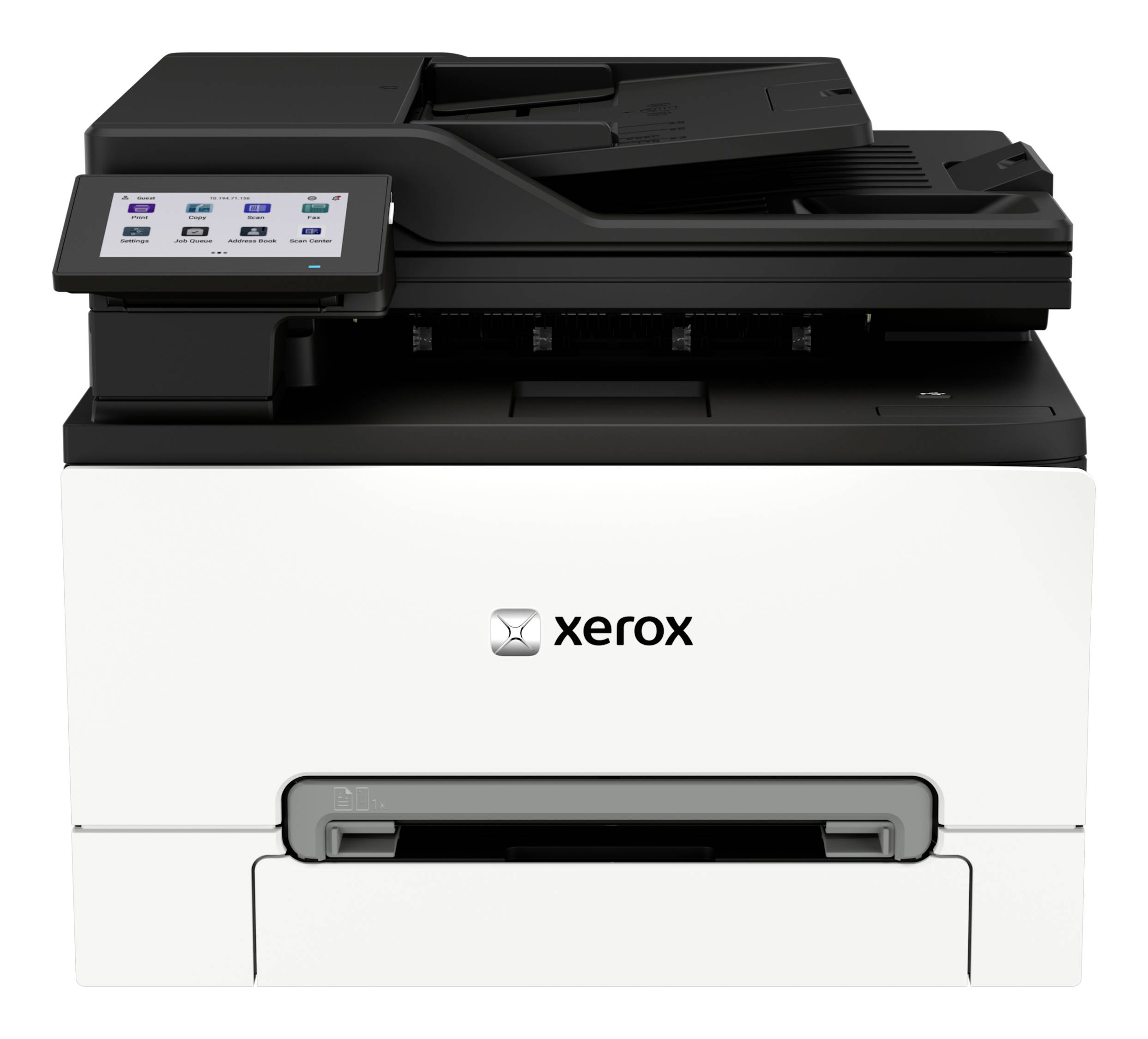 Xerox-Multifunktionsdrucker mit Touchscreen-Bedienfeld und vorderer Papierschublade