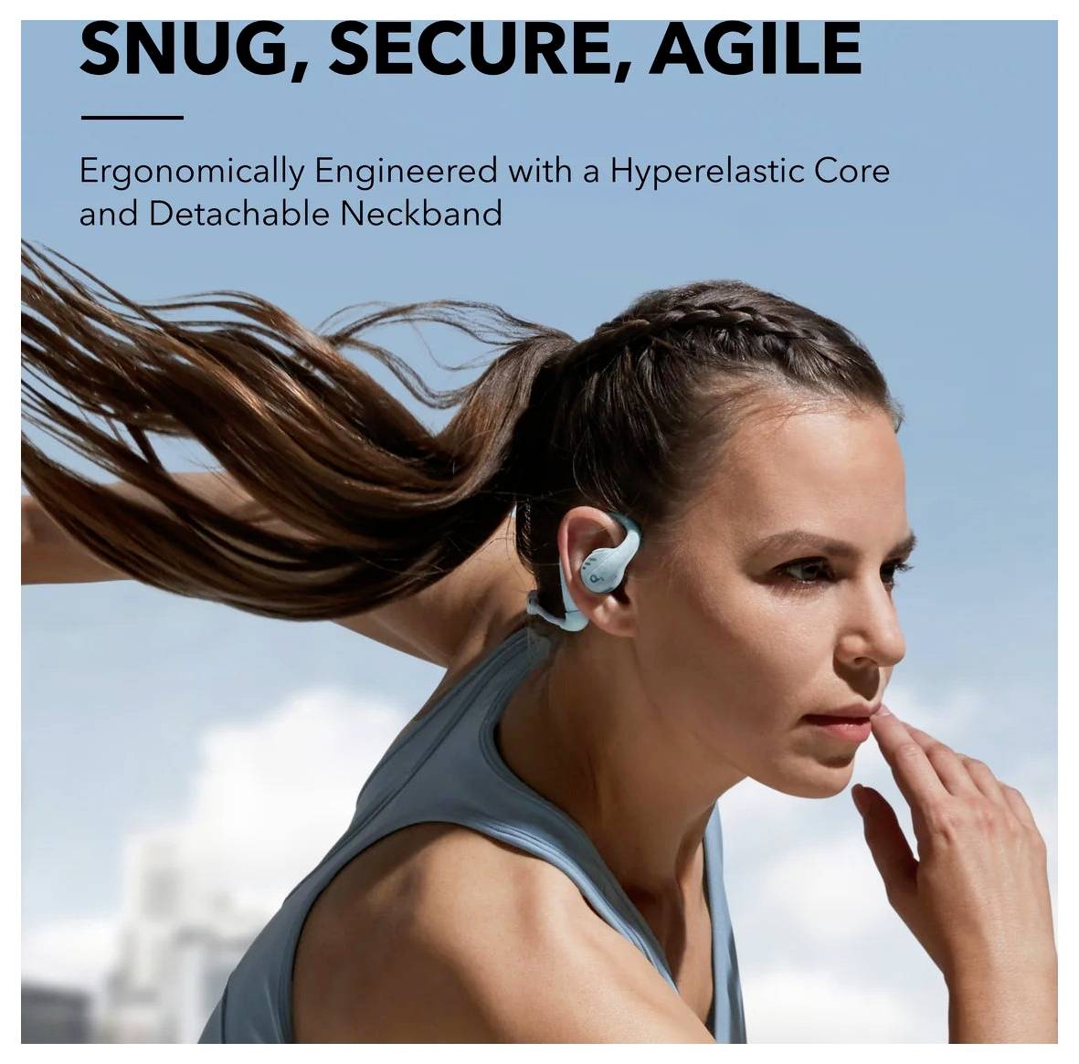 Anker Soundcore AeroFit Pro On Ear Kopfhörer Bluetooth® Stereo Blau Ladecase