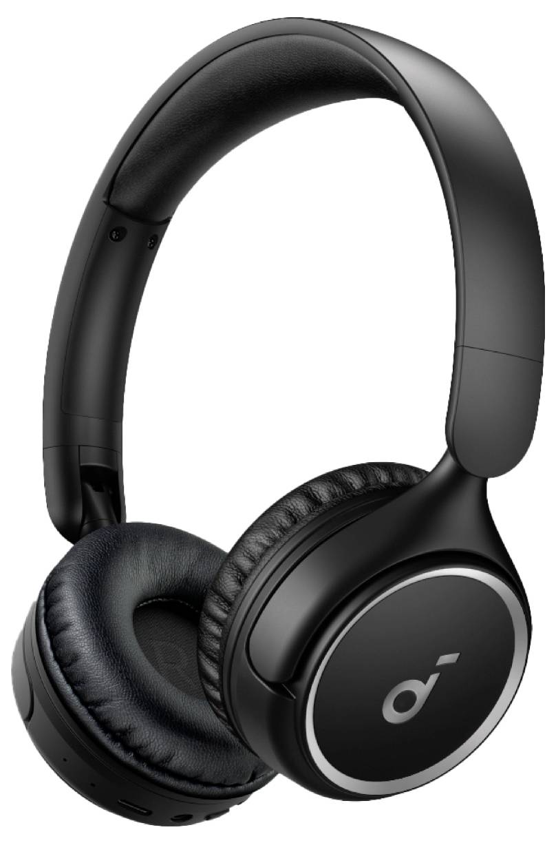 Schwarze Over-Ear-Kopfhörer mit Bluetooth-Verbindung, gepolsterte Kopfbügel und Ohrmuscheln, auf weißem Hintergrund dargestellt.