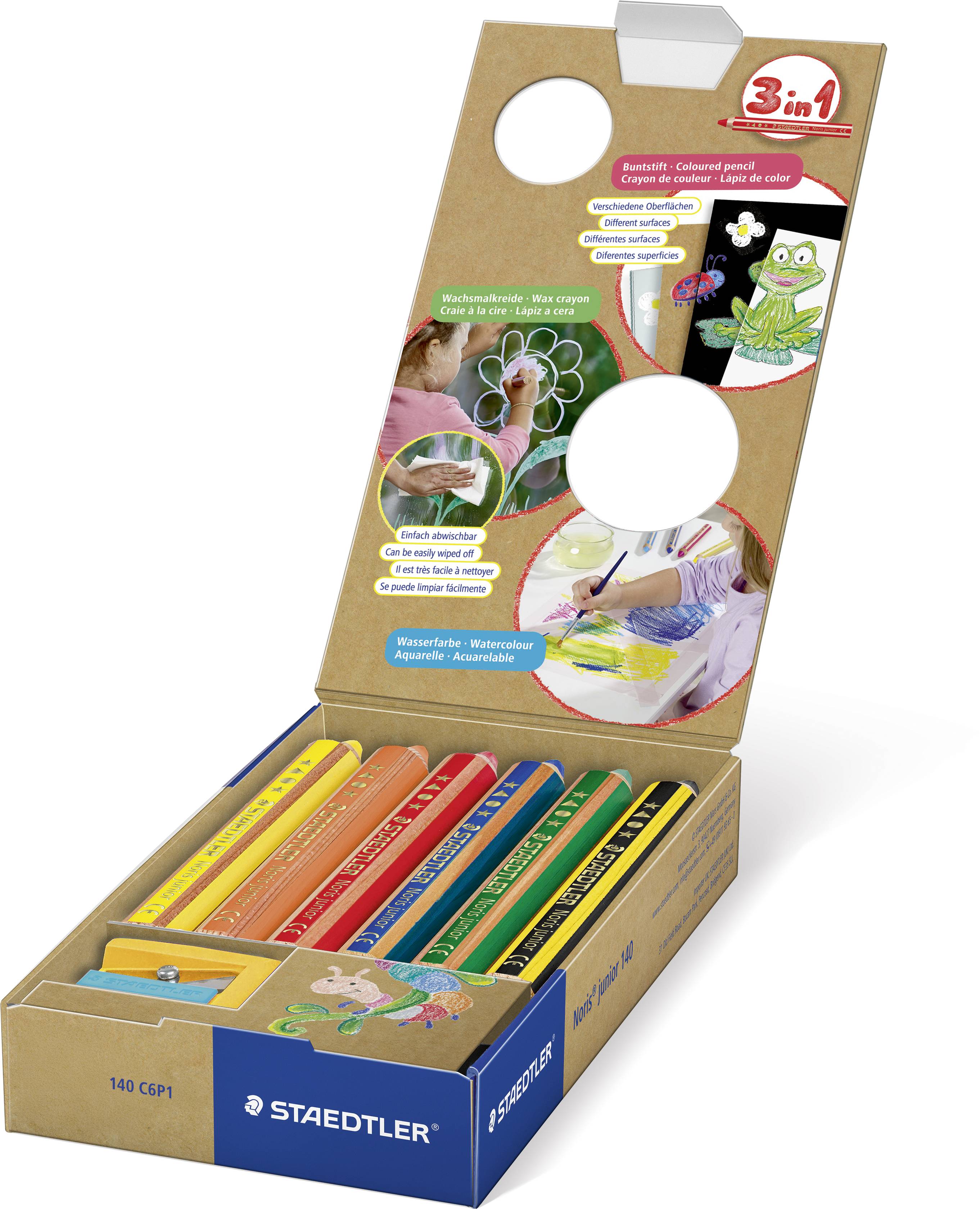 Offene Pappschachtel mit STAEDTLER-Buntstiften, gekennzeichnet mit 