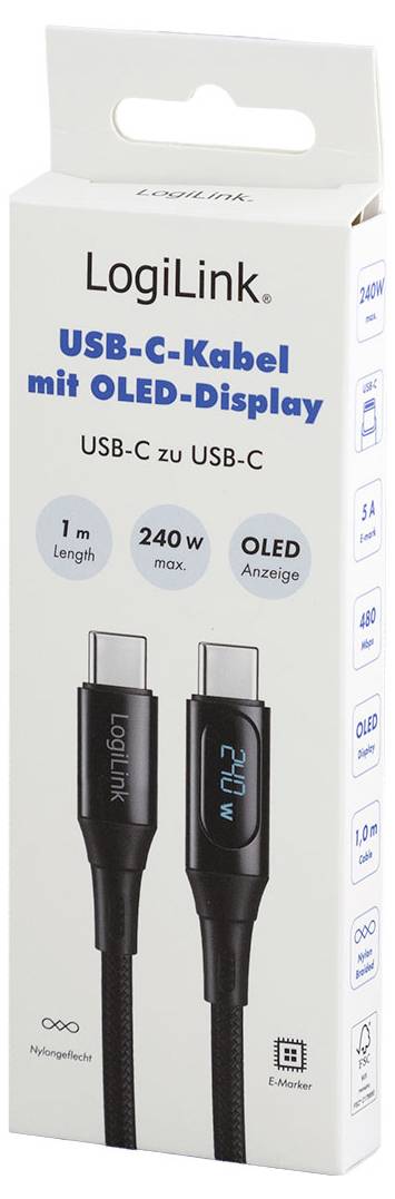 LogiLink USB-C® Kabel USB 2.0 USB-C® Stecker 1m Schwarz beidseitig verwendbarer Stecker CU0446