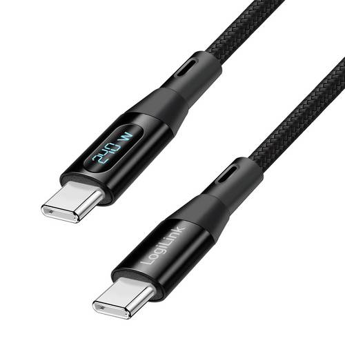 LogiLink USB-C® Kabel USB 2.0 USB-C® Stecker 2 m Schwarz beidseitig verwendbarer Stecker CU0447