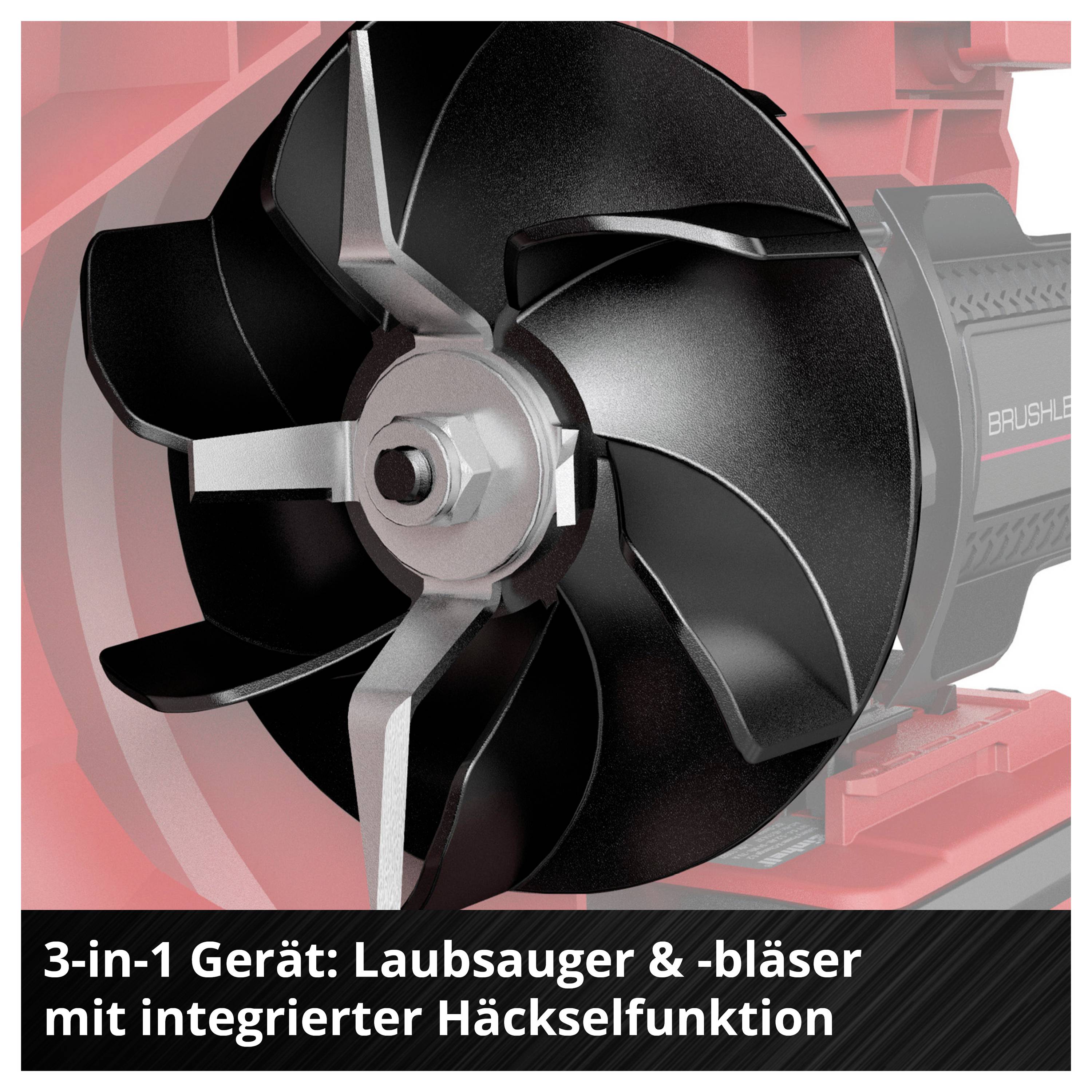 3-in-1 Gartengerät mit großem Lüfterrad: Laubsauger, -bläser und integrierte Häckselfunktion