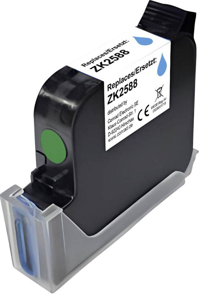 Schwarze Druckerpatronen mit der Bezeichnung „Replace/Setzt ZK2588