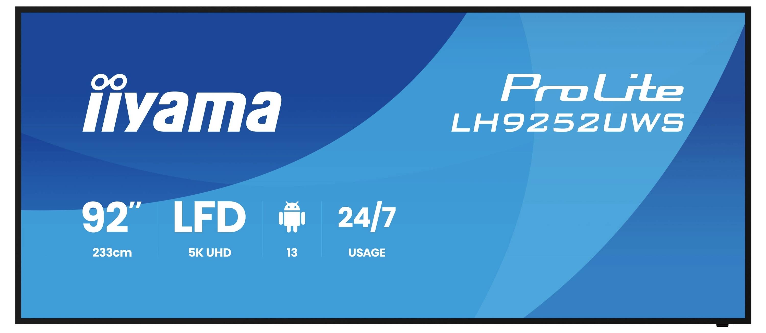 Iiyama ProLite LH9252UWS Digital-Signage-Display; 92-Zoll-LFD, 5K UHD, Android 13, 24/7-Betrieb.