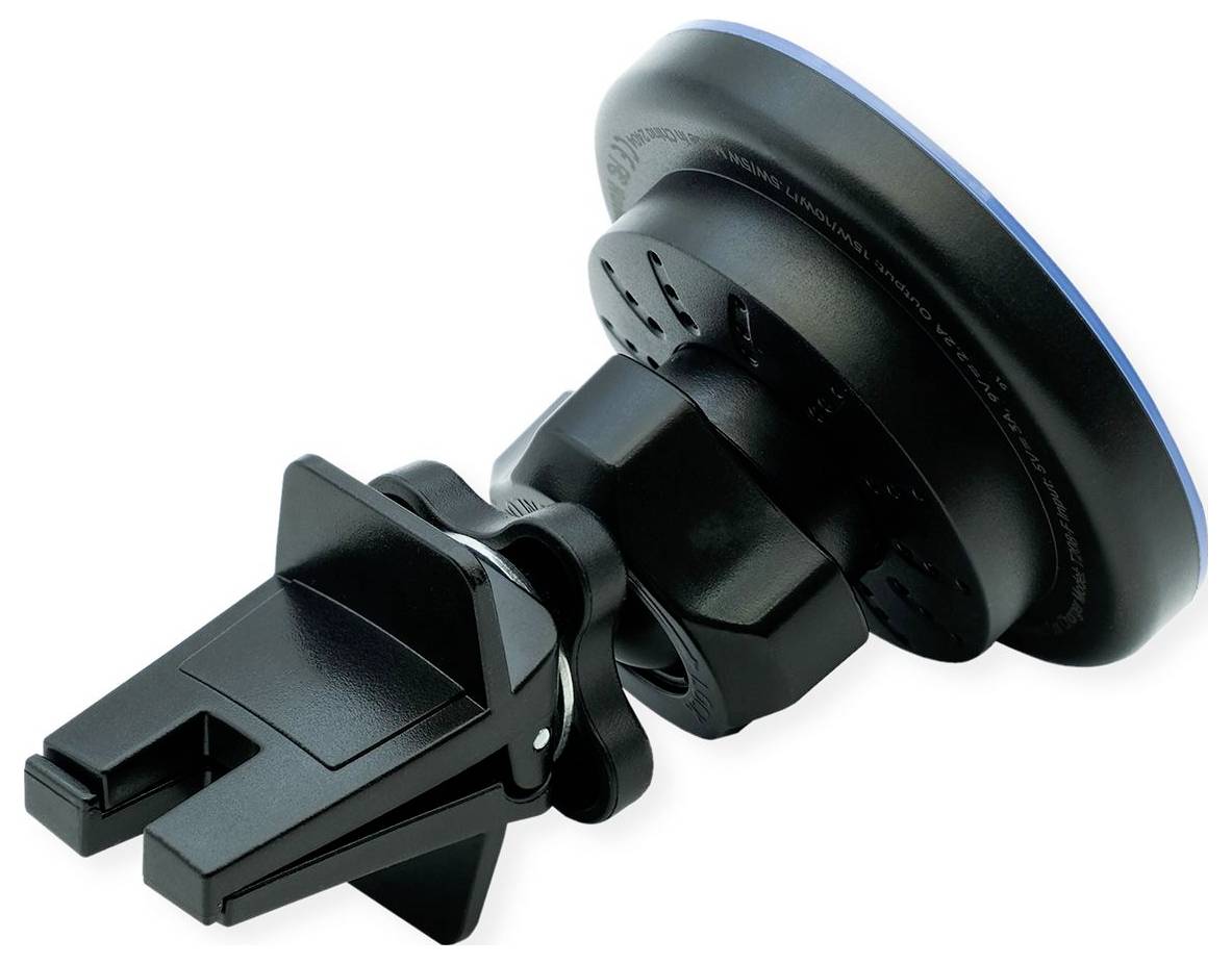 Schwarze Auto-Telefonhalterung mit Saugnapfhalterung zum Befestigen an der Windschutzscheibe oder dem Armaturenbrett.