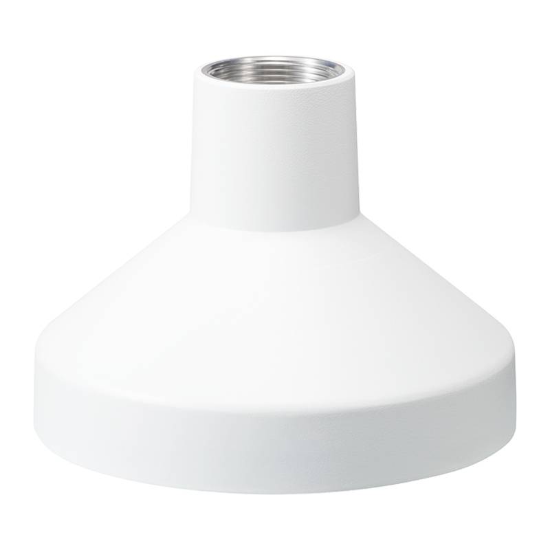 Weißer Kunststoff-Trichteradapter mit breiter konischer Basis und gewindelochtem oberen Öffnung auf einfachem Hintergrund.