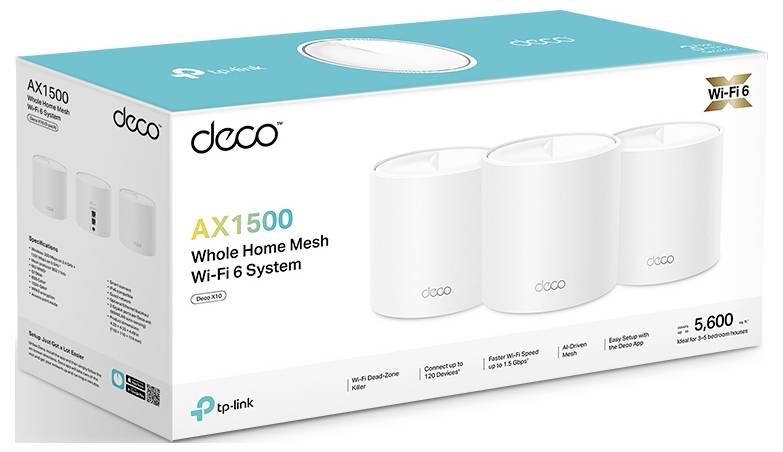 TP-LINK Deco X1500 V1 3er-Pack Mesh-Netzwerk 2.4GHz, 5GHz