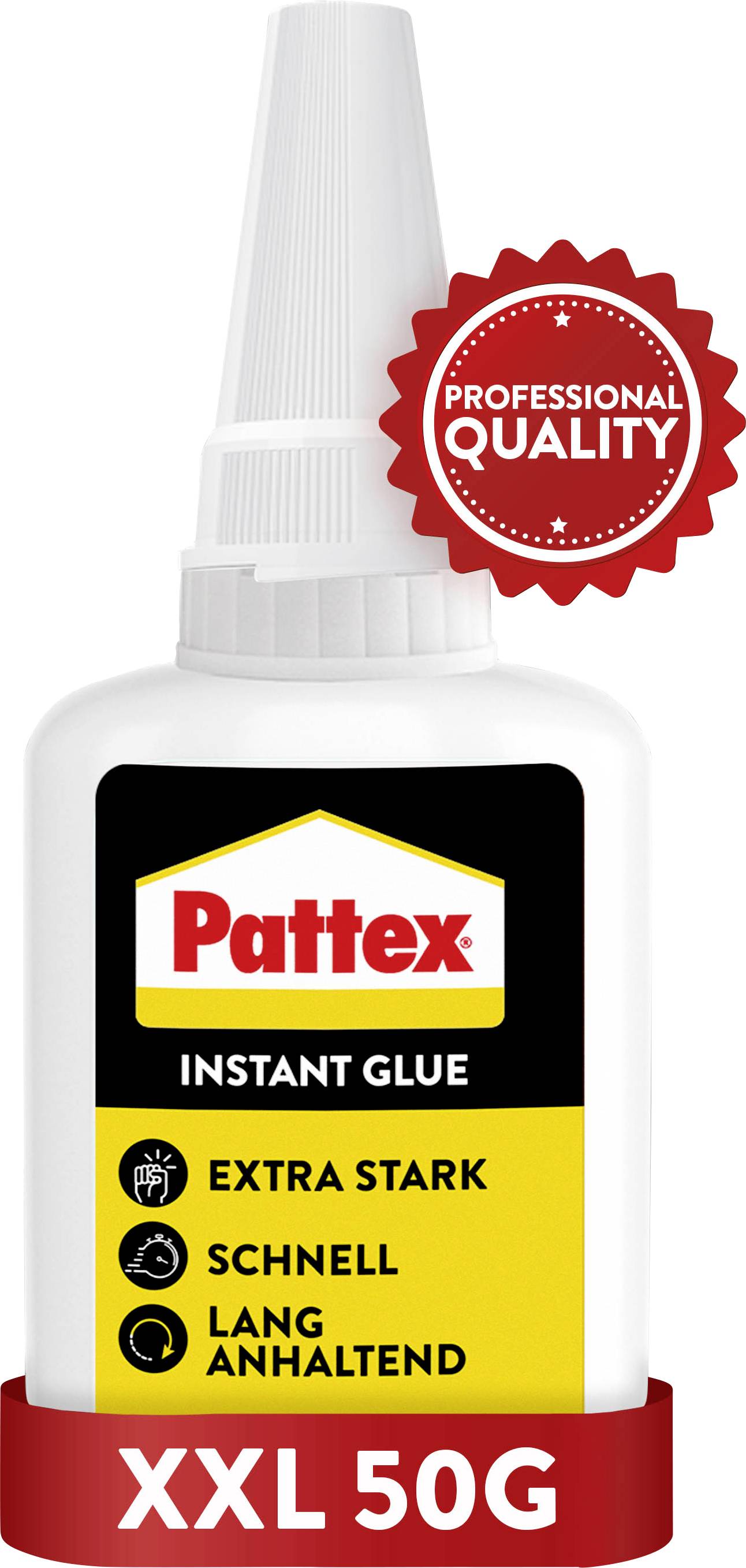 Pattex Sekundenkleber-Flasche mit der Aufschrift „Extra Stark