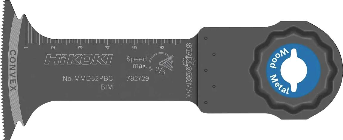 Schwarzes Hikoki-Oszillations-Multitool-Blatt mit der Bezeichnung „CONVEX