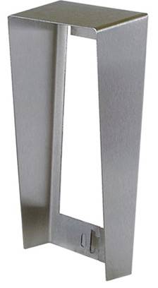 Metallrahmen oder -halterung an der Wand montiert, rechteckig mit offener Mitte und schrägen Seiten, auf weißem Hintergrund gezeigt.