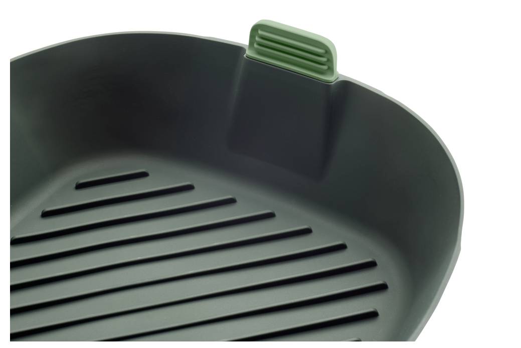 Lékué 8710755887123 Heißluftfritteusenkorb XL BPA-frei, für Lebensmittel, spülmaschinenfest, mit Tragegriff Grau