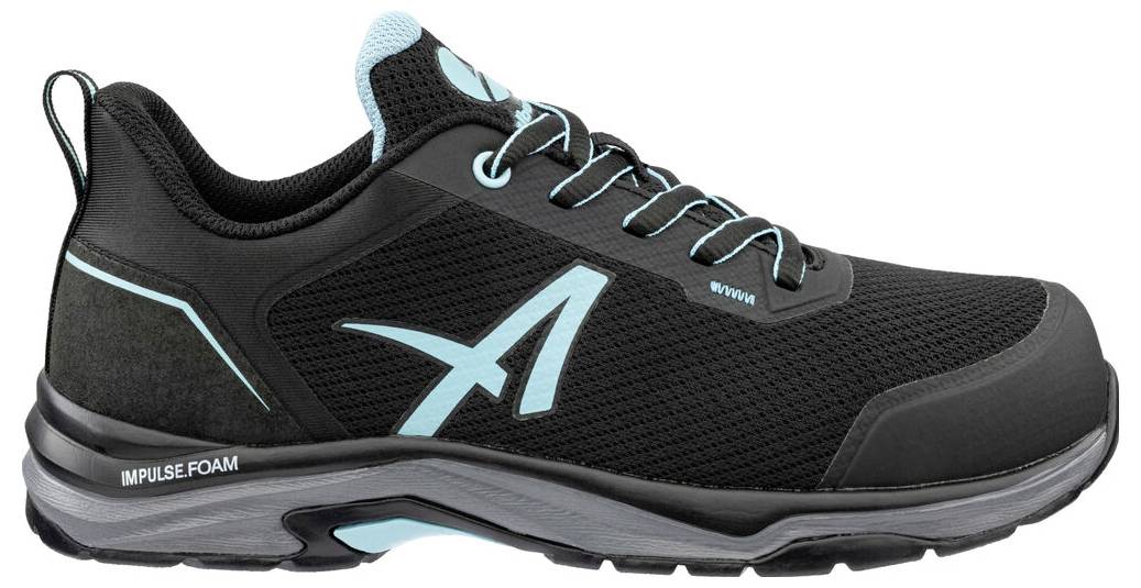 Schwarzer Sportschuh mit türkisen Akzenten und 