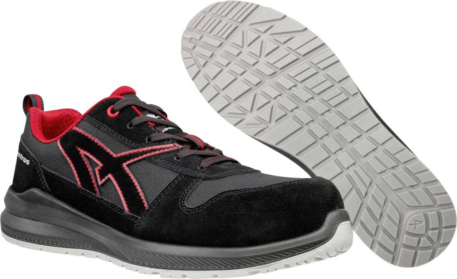 Schwarzer und roter Sicherheits-Sportschuh mit gezeigter Außensohle, mit rutschfestem Profil