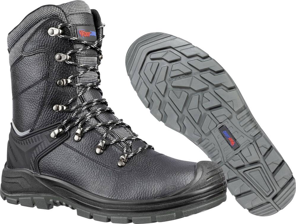 Schwarzer isolierter Schnürwanderstiefel mit Profilsohle, der robuste Bodenhaftung und wasserdichte Konstruktion bietet.