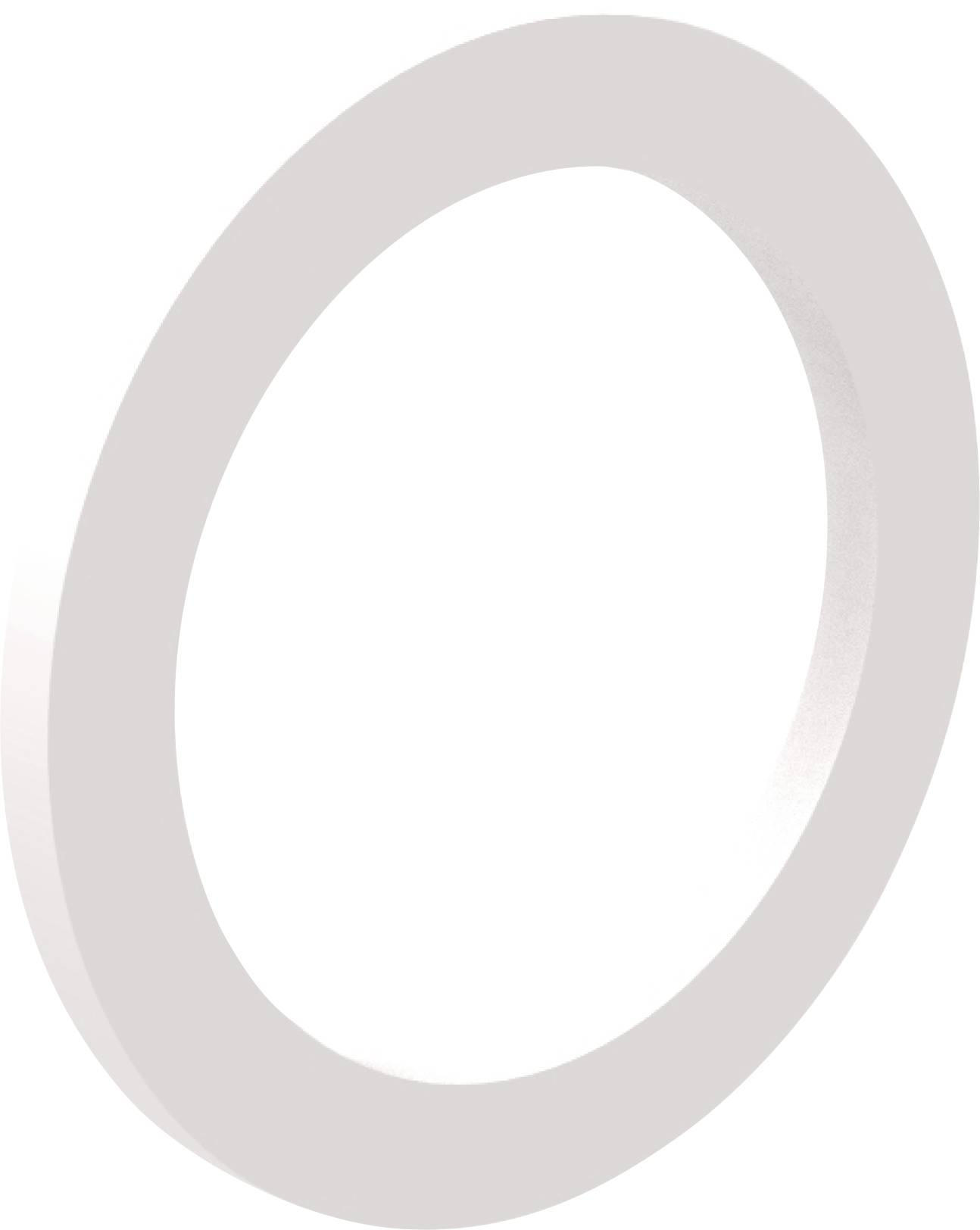 Ein großer blasser grauer ovaler Ring oder eine Nullform auf weißem Hintergrund.