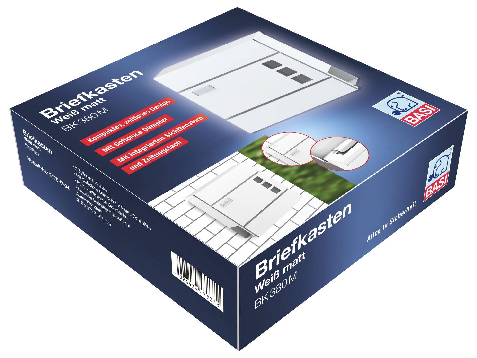 Basi 2170-0904 BK 380M Briefkasten Stahl Weiß