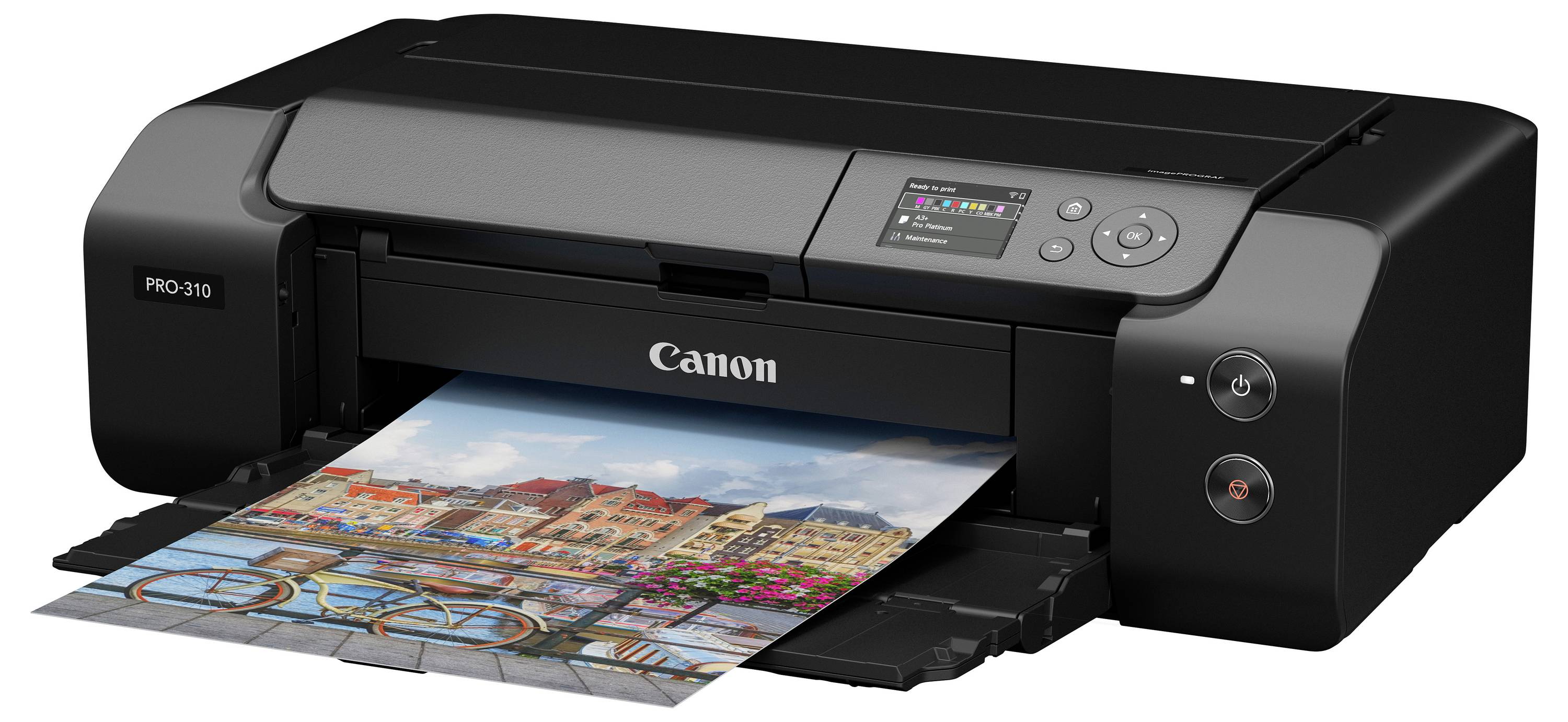 Canon PRO-310 Großformatdrucker druckt ein lebendiges Landschaftsbild